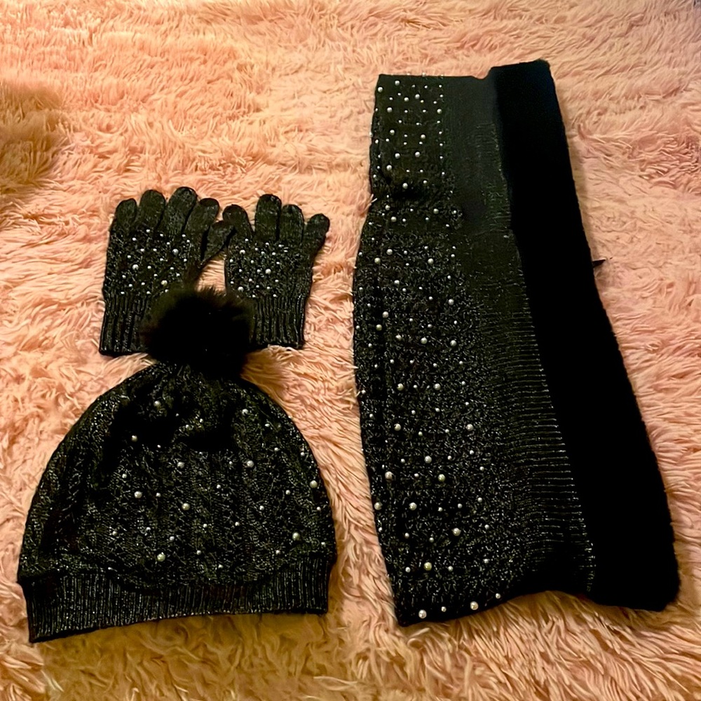 White House Black Market winter set. Includes gloves hat and eternity scarf